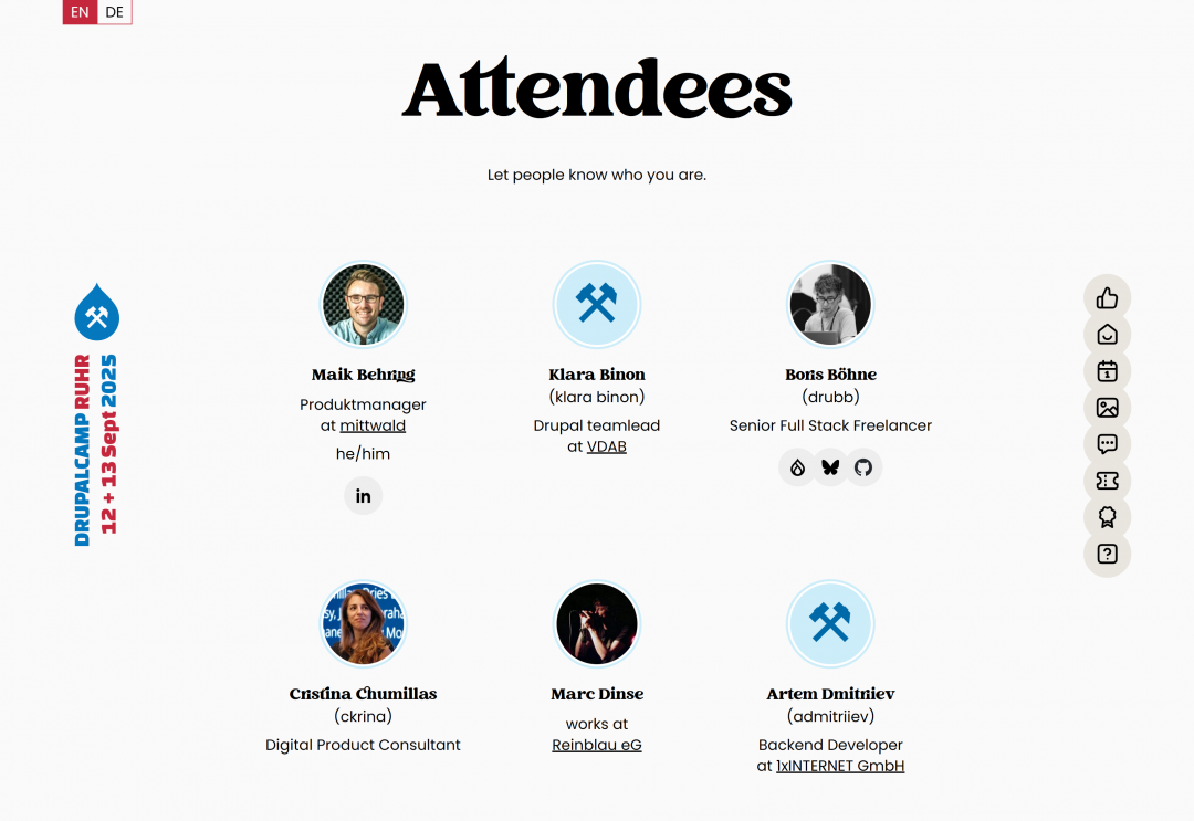 Screenshot TeilnehmerInnen auf dem DrupalCamp Ruhr 2025