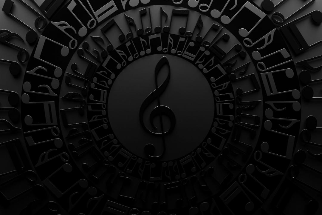 Black notes on a black background