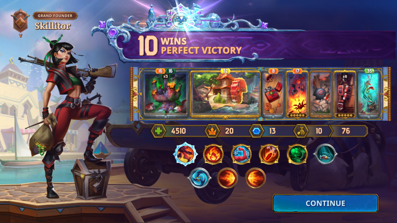 Screenshot: 10 wins, perfect victory with Vanessa, in the game »The Bazaar«