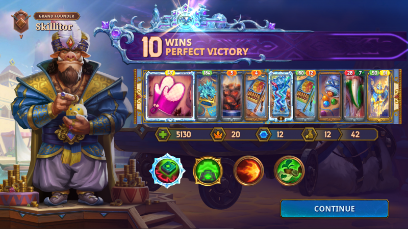 Screenshot: 10 Wins, Perfect Victory with Pygmalien in »The Bazaar«