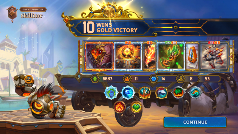 Screenshot: 10 wins, Gold Victory with Dooley (The Bazaar)