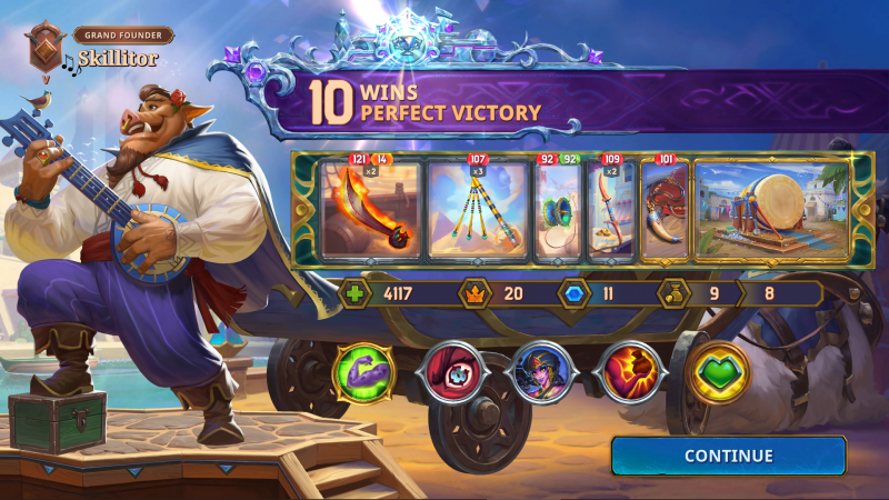 The Bazaar: 10 wins, Perfect Victory with Pygmalien and a Jabalian Drum