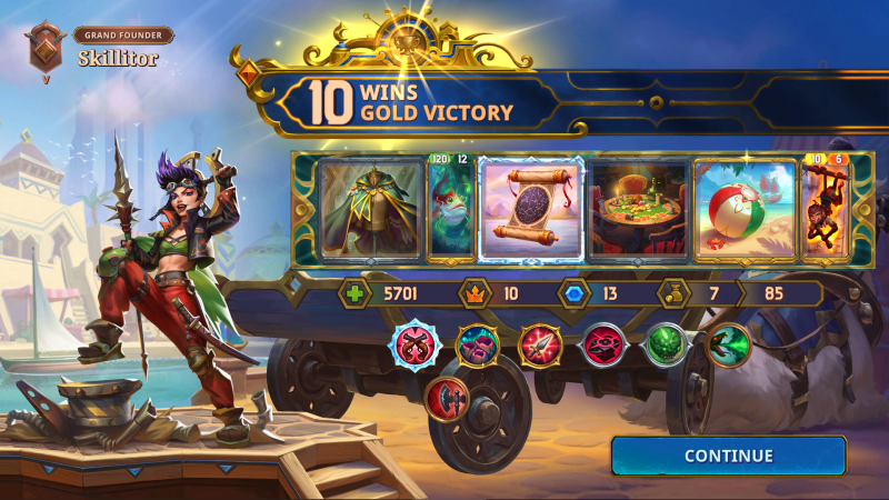 Screenshot: The Bazaar, 10 wins with Vanessa and a poison build