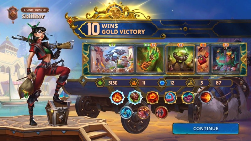 The Bazaar: 10 Wins, Gold Victory, with Vanessa and a burn build