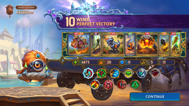 The Bazaar: 10 Wins, Perfect Victory, with a Dooley Dinosaur build