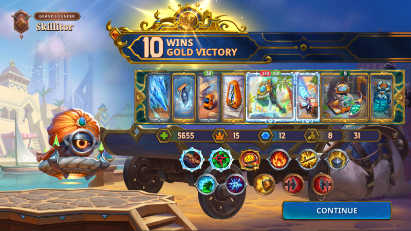 The Bazaar: 10 Wins, Gold Victory, with a Dooley Freeze Build