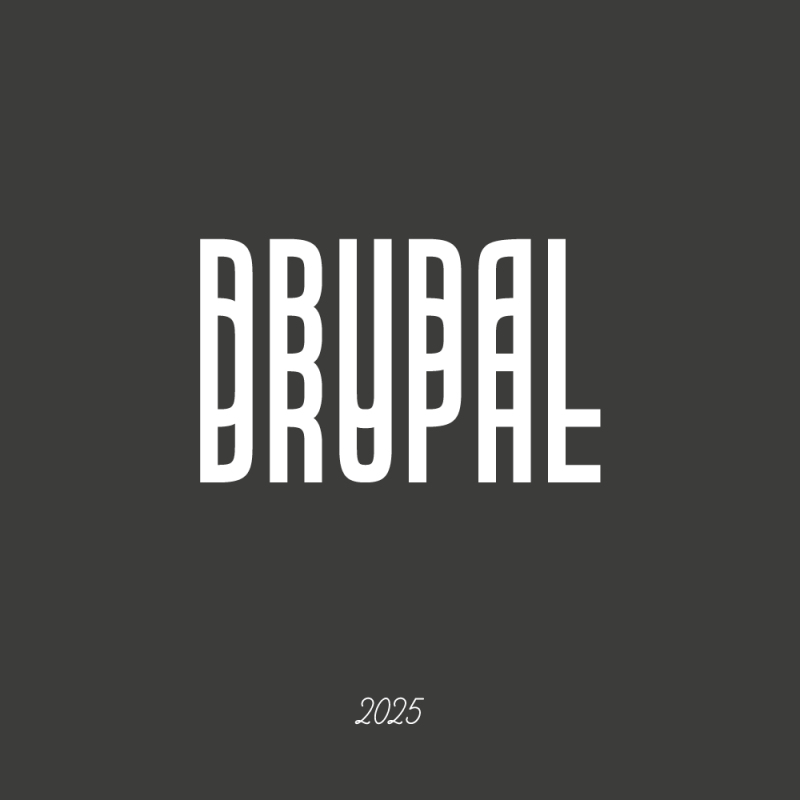 DRUPAL, in a Double Vision font, T-shirt motif of the DrupalCamp Ruhr 2025