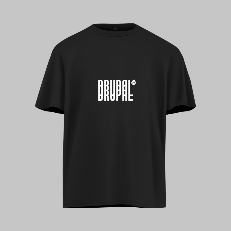 DRUPAL, in a Double Vision font, with the DUG Ruhr Icon, set on a T-shirt