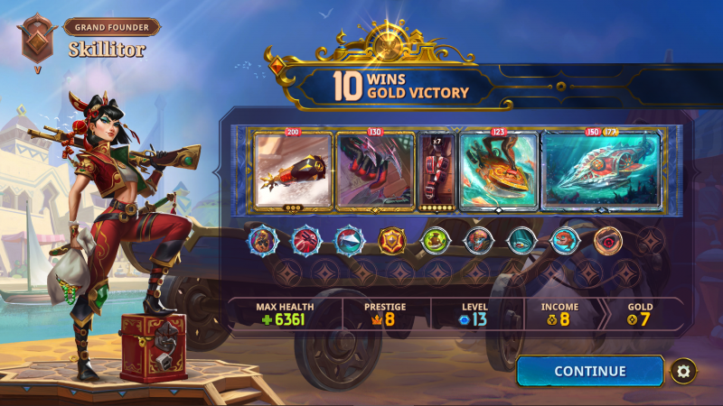 The Bazaar: 10 Wins, Gold Victory, with Vanessa and an Aquatic / Bladed Hoverboard / Submarine / Torpedo build