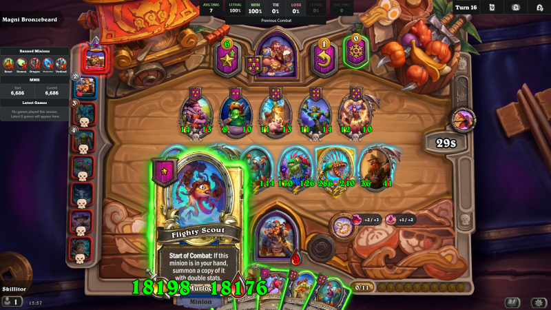 Heartstone Battlegrounds: Flighty Scout Murloc with 18198/18176 stats
