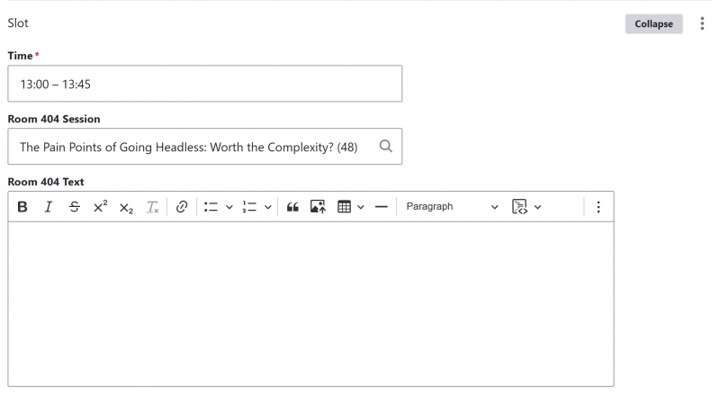Drupal-Backend: Timeslots Edit Form