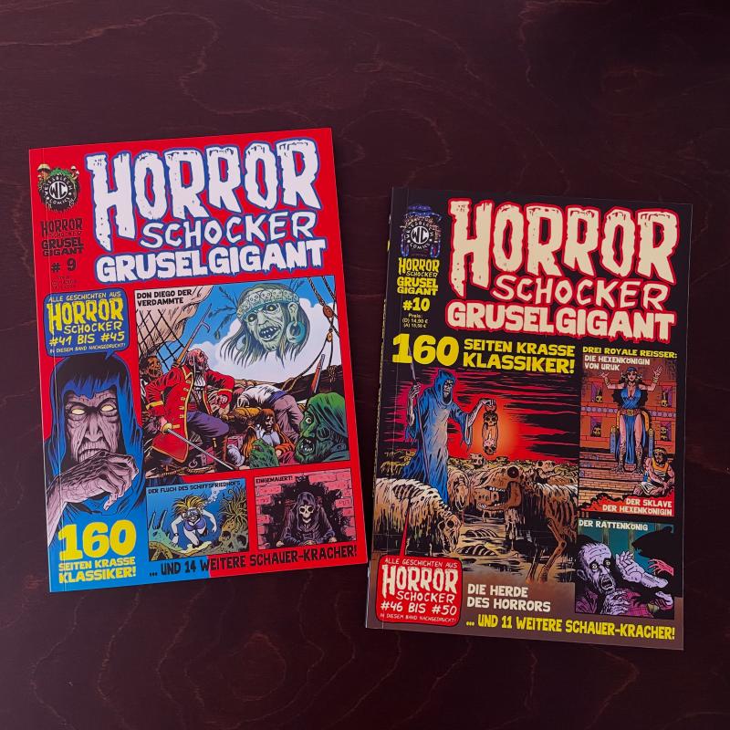 German comics: Horror Schocker Gruselgigant #9 and #10, from Weissblech Comics