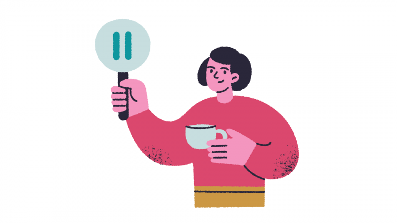 Illustration: Woman holding pause sign