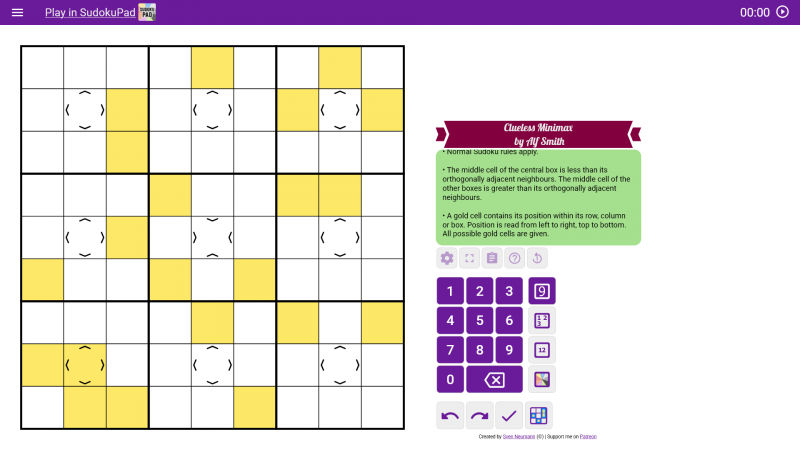 Screenshot at the start of the puzzle