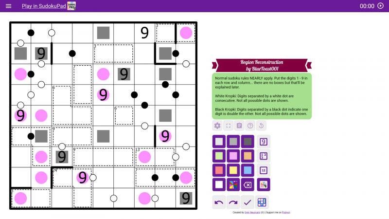 Screenshot at the start of the puzzle