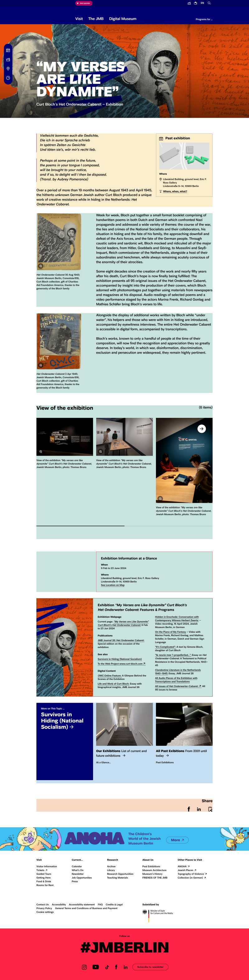Page from jmberlin.de, with color coded content areas