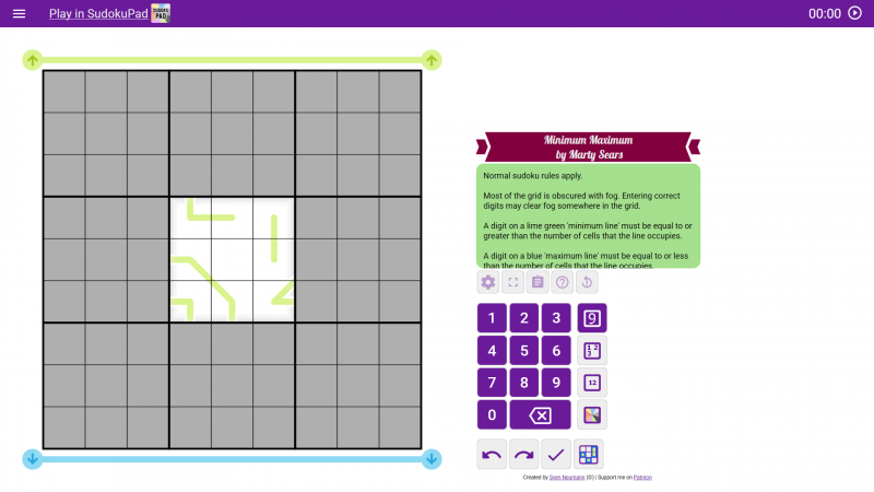 Screenshot at the start of the puzzle