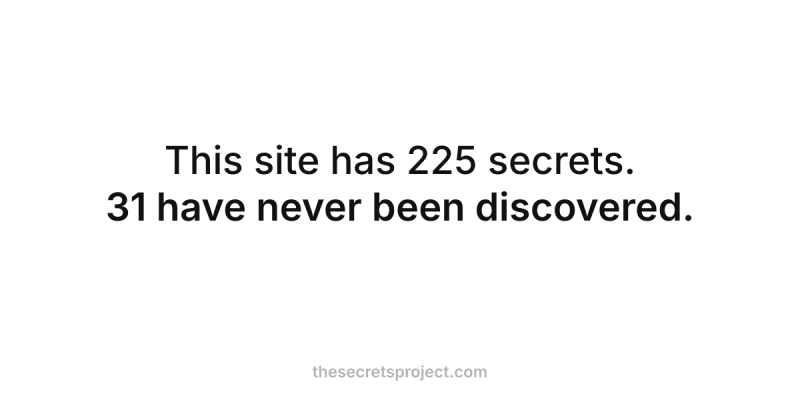 This site has 225 secrets. 31 have never been discovered.