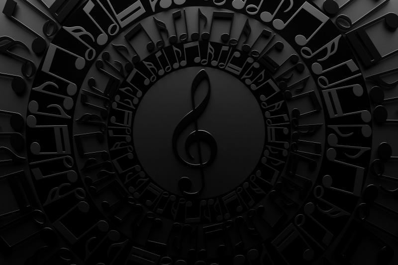 Black notes on a black background