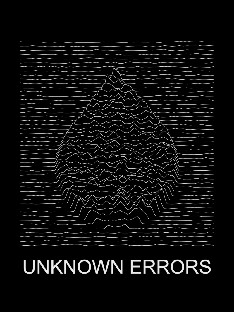 Lines tracing the Drupal CMS logo. With the text "Unknown Errors".